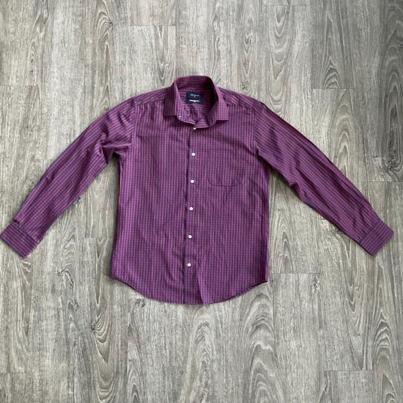 2- Peter England Slim Fit Dress‎ Shirts Casual Plaid Size 39 EUC Blue Red White - Picture 2 of 11